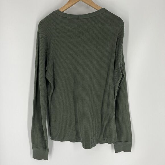 Marine Layer Shirt Size Medium Mens Green Thermal Waffle Knit Pocket Crew Neck - Picture 5 of 8
